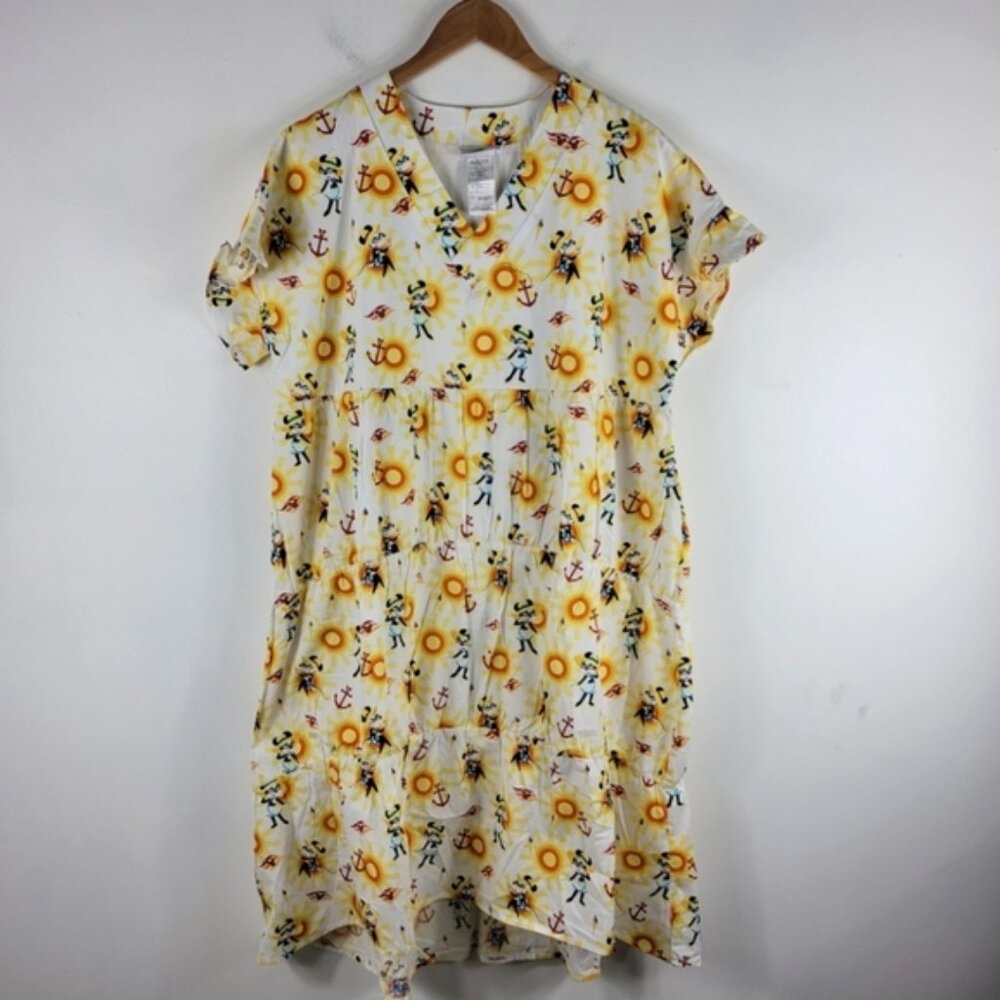 Disney Cruise Lines Nautical Sunshine Tiered Midi Dress Ruffle Short Sle